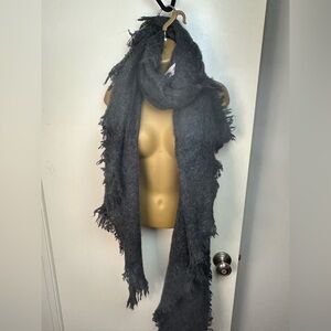 Anthropologie Charcoal Grey Raw Hem Trim Edges Large Versatile Soft‎ Scarf NWT